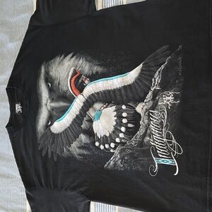 DGA David Gonzales Mens Black Graphic Crew Neck Cotton T-shirt Indigenous 3XL